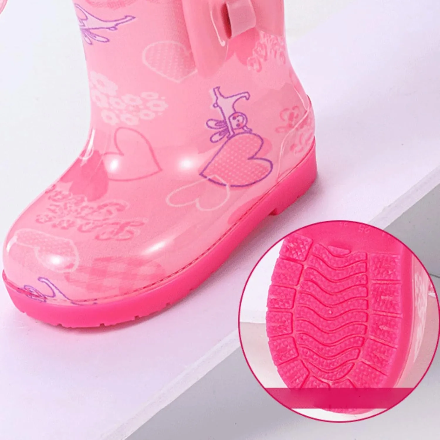 Kids Rain Boots for Toddler Boys Girls Waterproof Rubber Boots with Easy-On Handles Rainboots Lightweight Mud Shoes