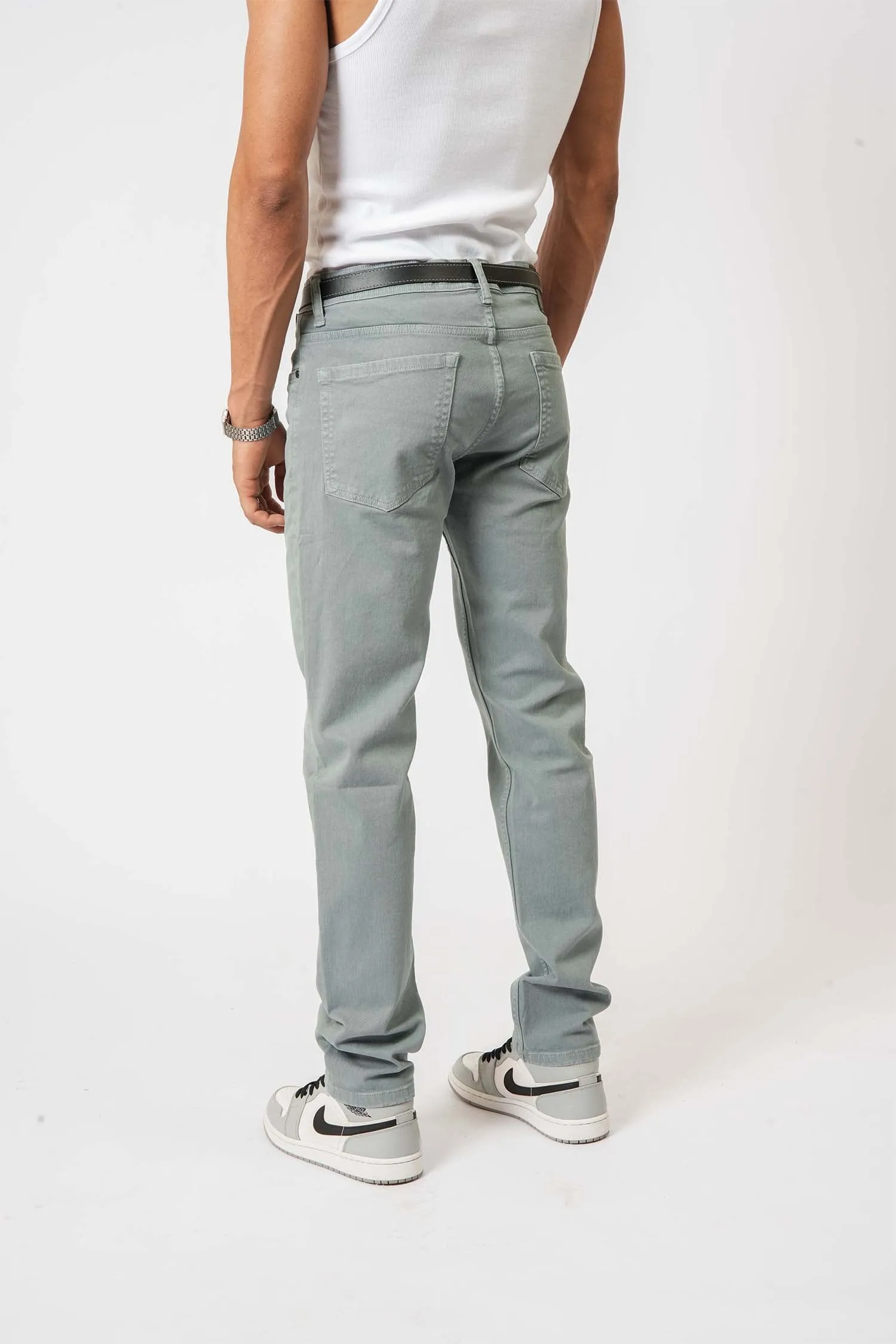 Light Green Slim-Fit Denim Jeans