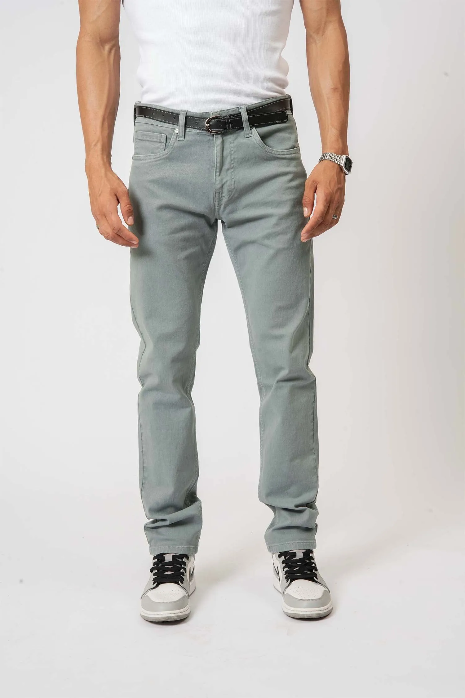 Light Green Slim-Fit Denim Jeans