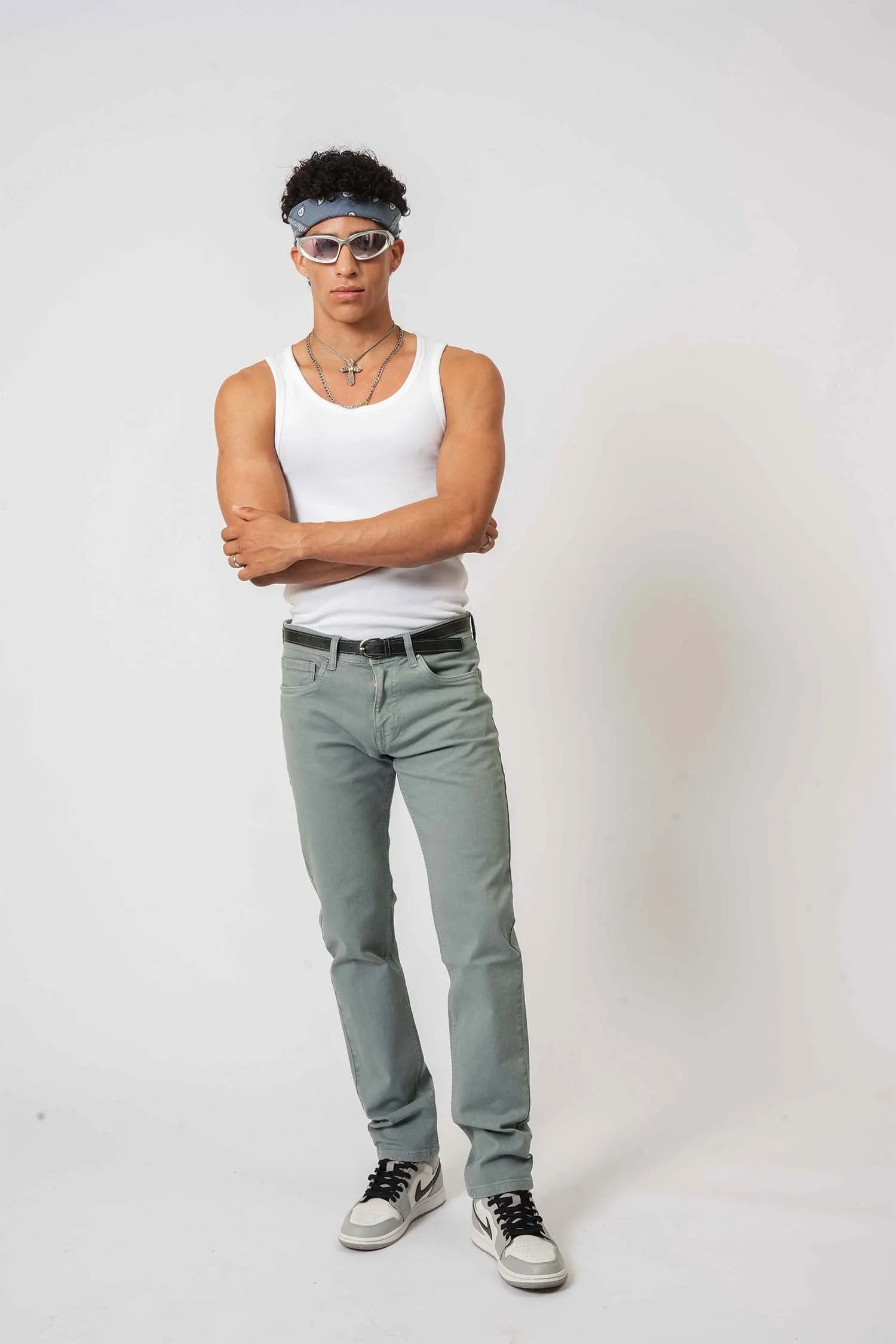 Light Green Slim-Fit Denim Jeans