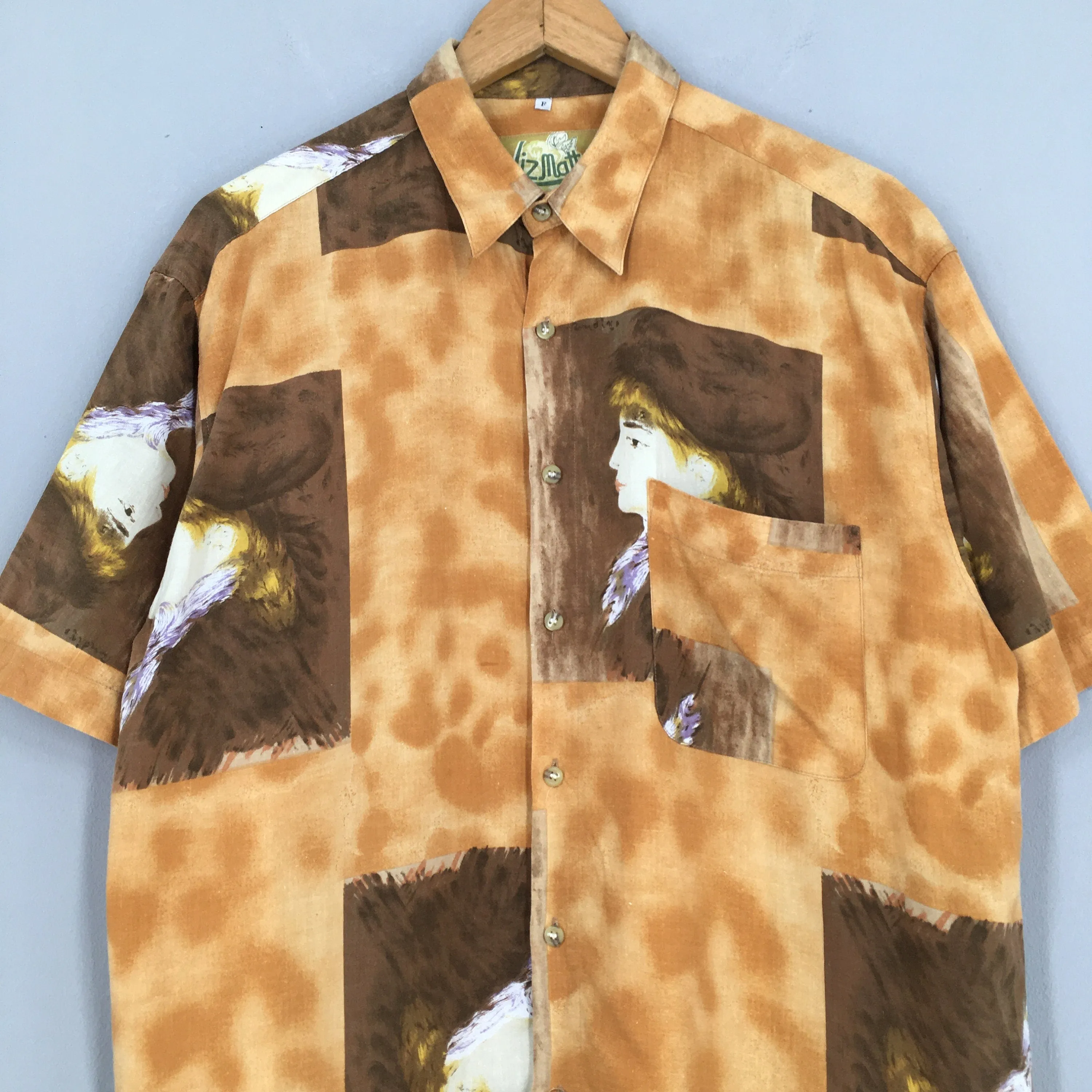 Lizz Mart Pop Art Rayon Shirt Medium