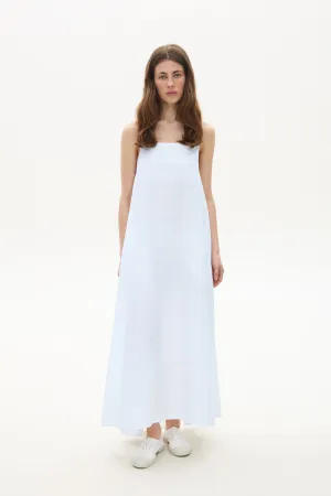 Long cotton dress with adjustable straps white