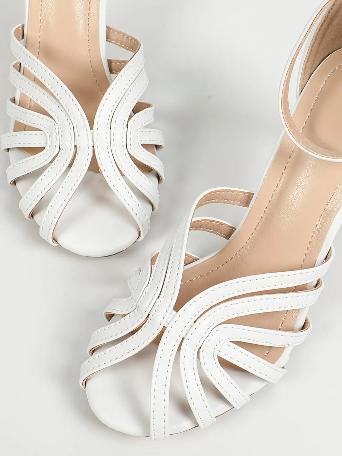 MAVMAX Strappy Heels for Women Stiletto Cage Open Toe Heel with Buckle Strap Women Latin Dance Shoes for Wedding Party Dress