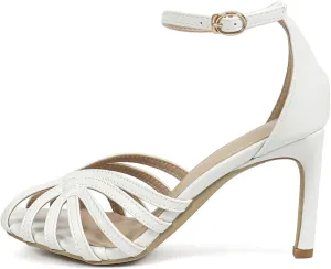 MAVMAX Strappy Heels for Women Stiletto Cage Open Toe Heel with Buckle Strap Women Latin Dance Shoes for Wedding Party Dress