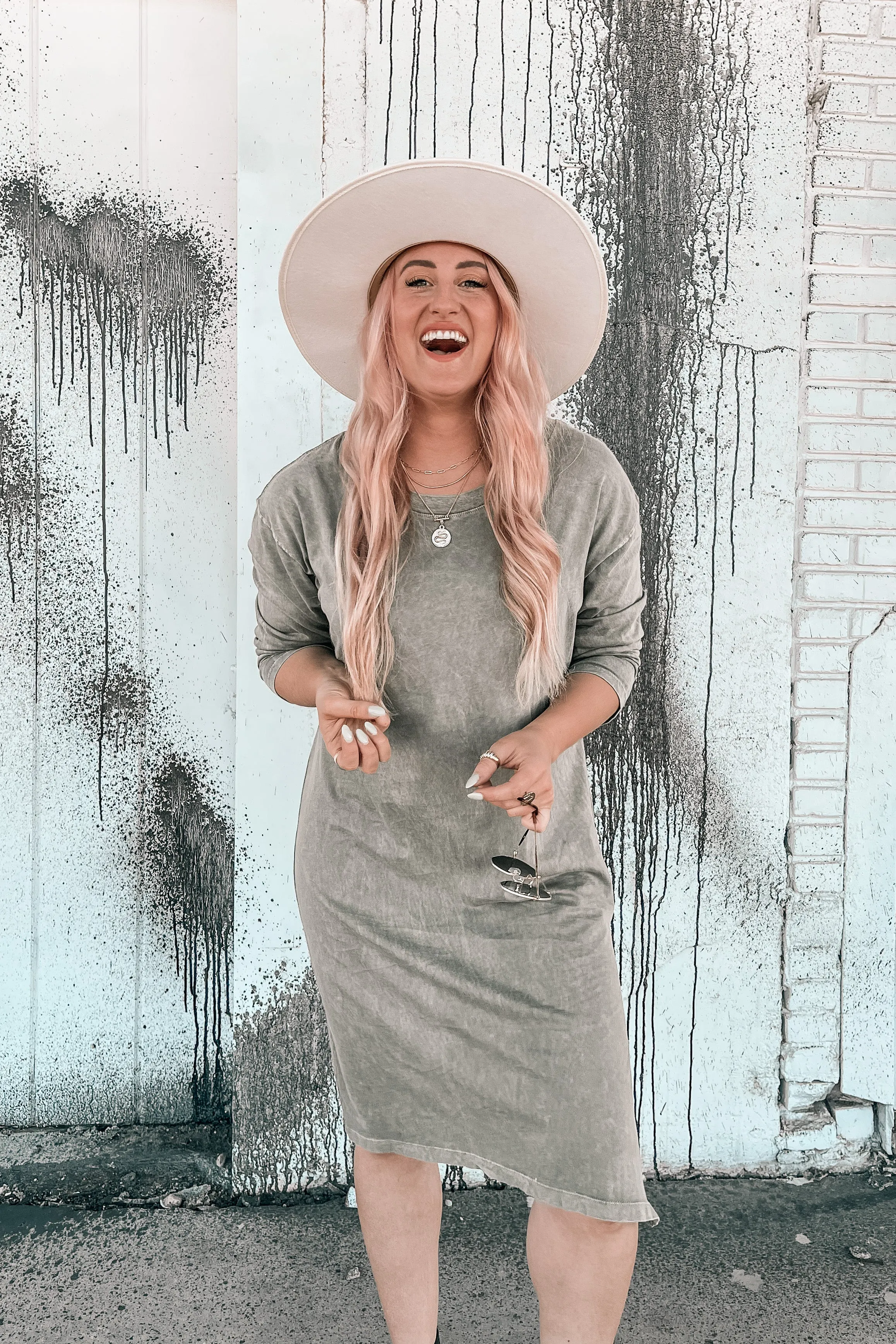 Meet Me Mineral Wash Midi Dress