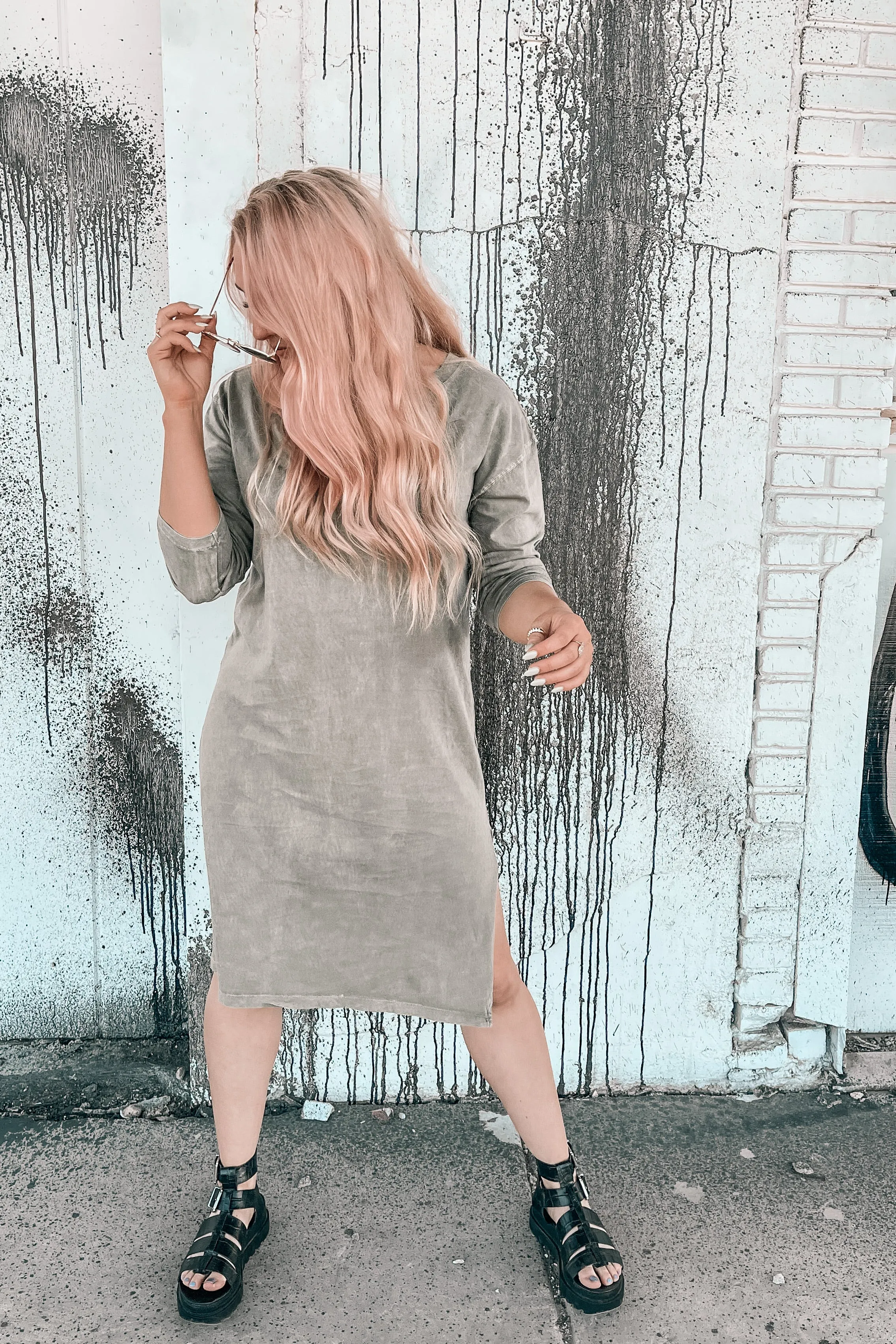 Meet Me Mineral Wash Midi Dress