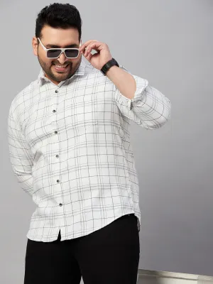Men Tartan Checked White Classic Shirt