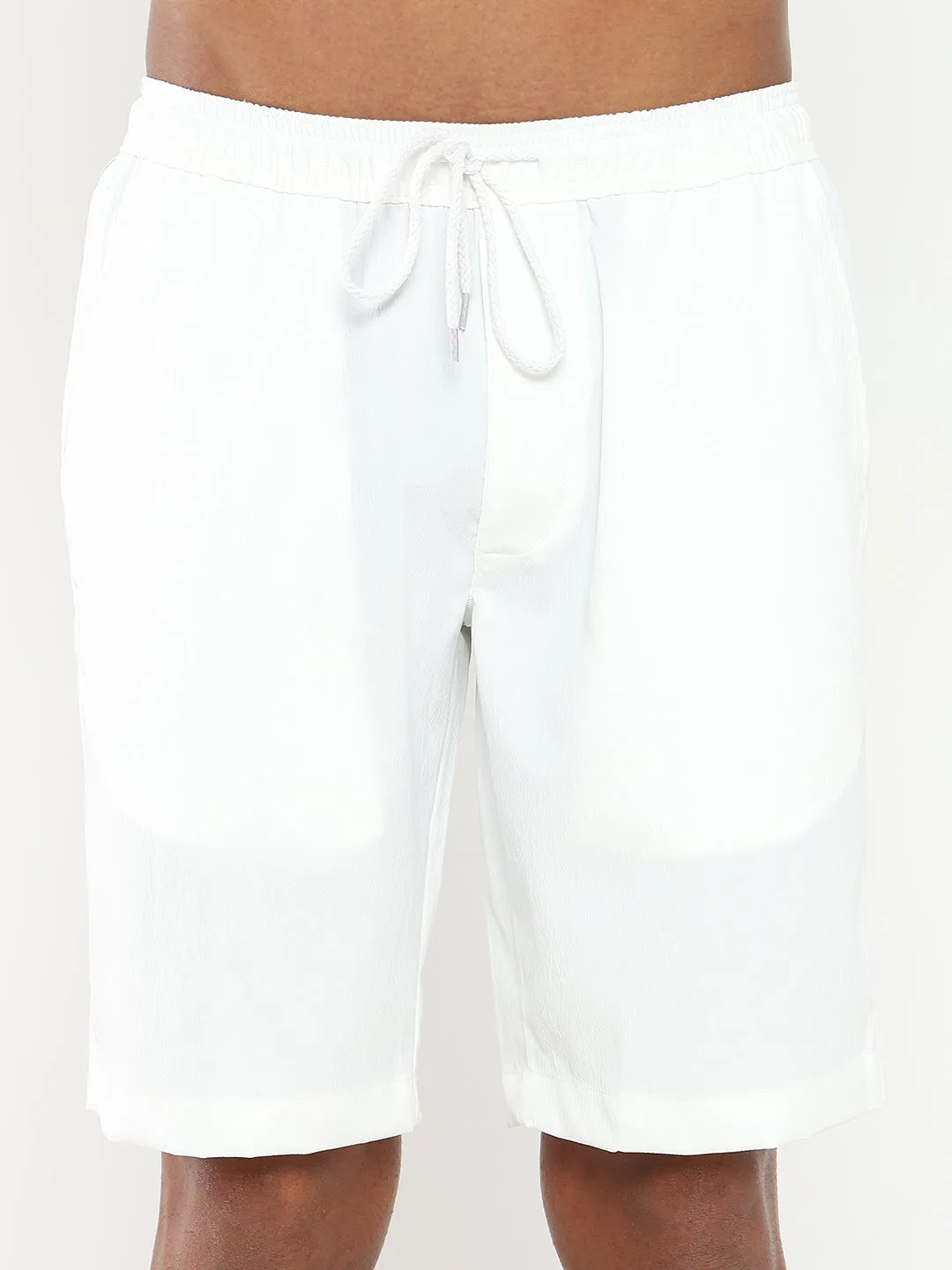 Men White Solid Cotton Co Ords Set
