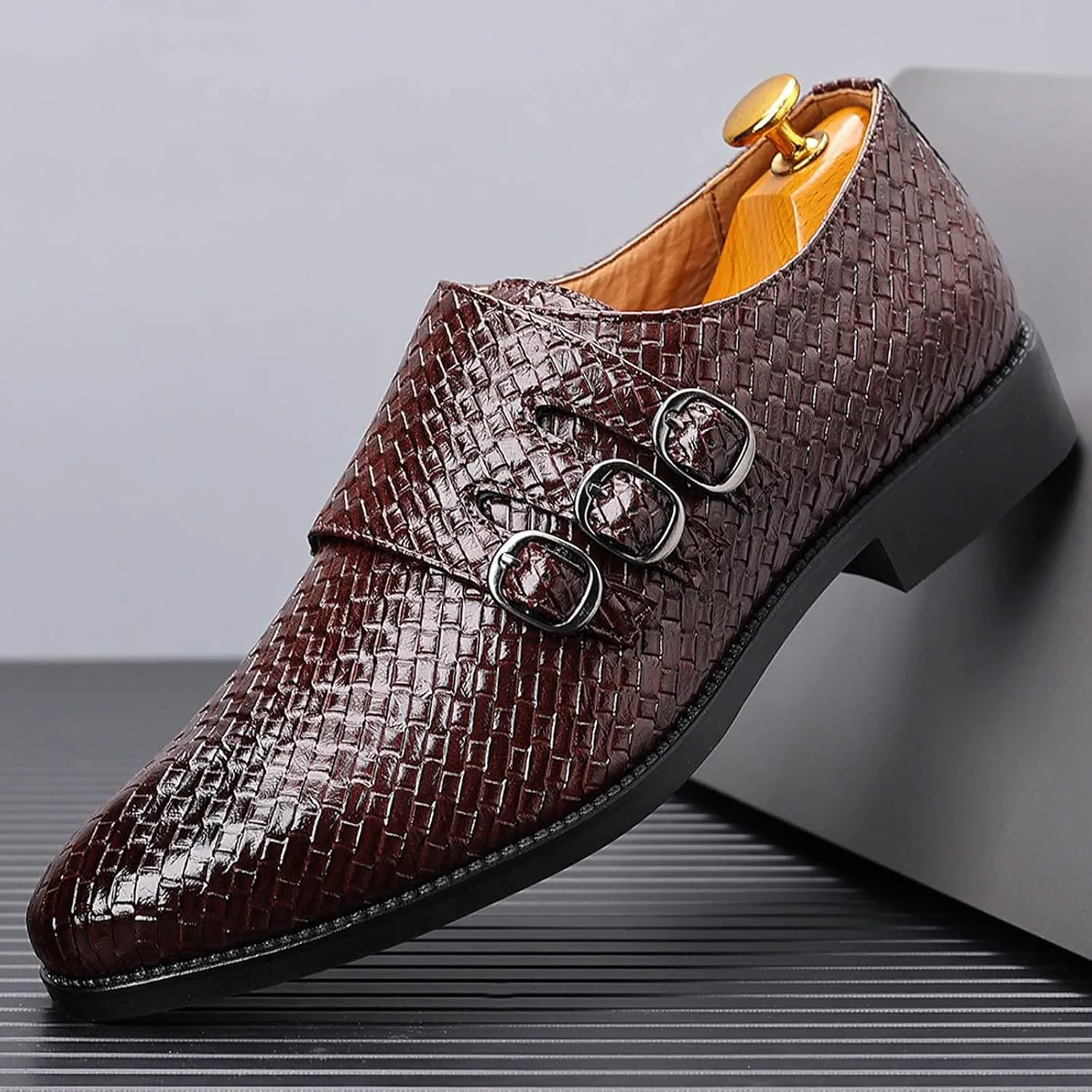 Men's Business Attire Casual Shoes British Pointed Solid Color Lace Up Leather Shoes Mens Casual Shoes 10
