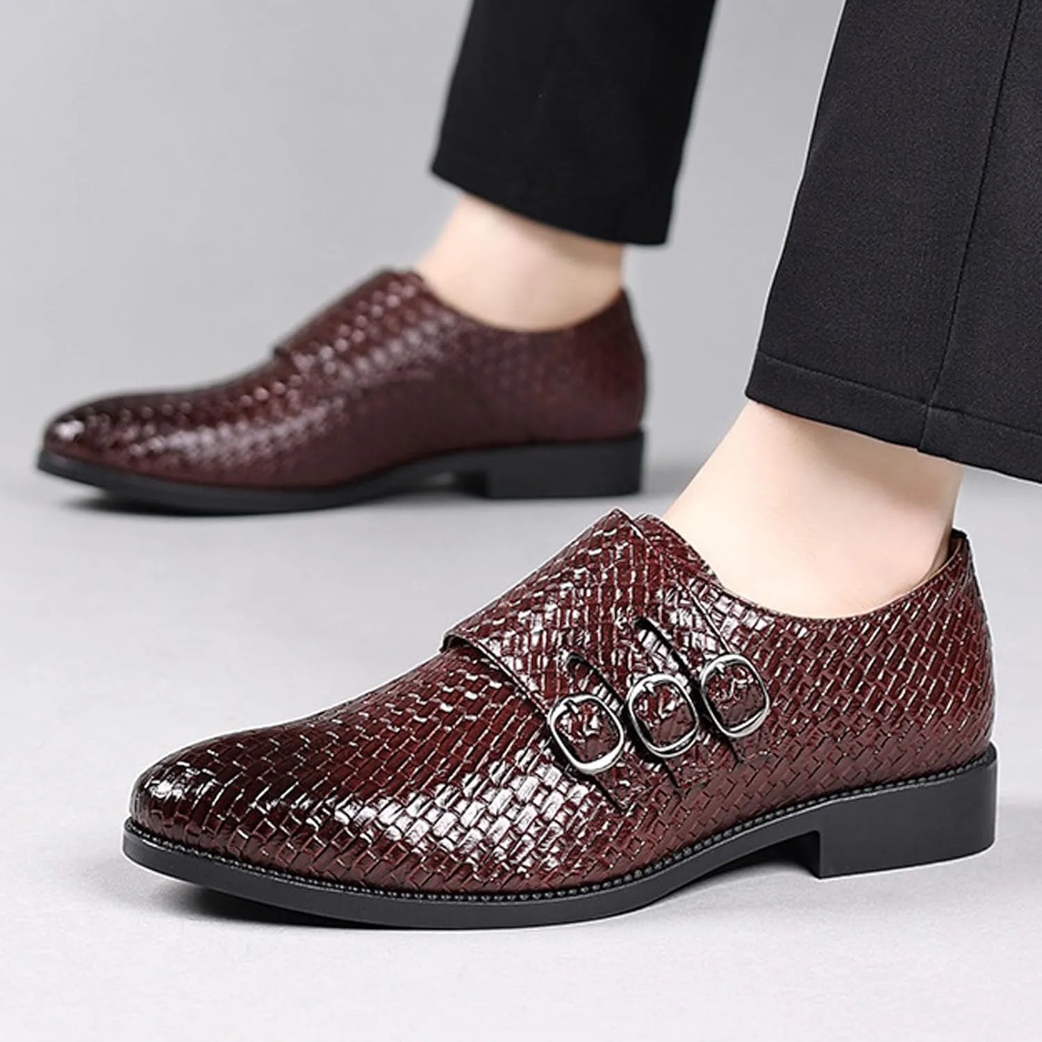 Men's Business Attire Casual Shoes British Pointed Solid Color Lace Up Leather Shoes Mens Casual Shoes 10