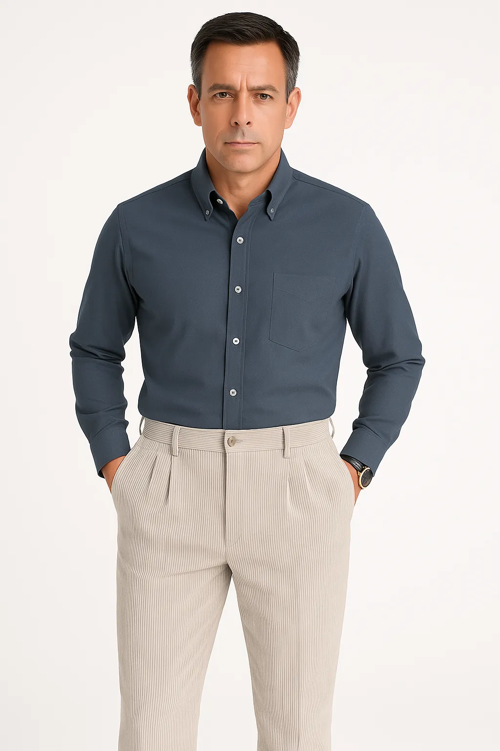 Mens Corduroy Trousers  Slim Fit  Pleated Front  Full Length  Smart Casual