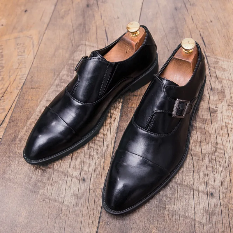 Men's Dress Shoes Size 38-47 Black Classic Point Toe Oxfords For Men