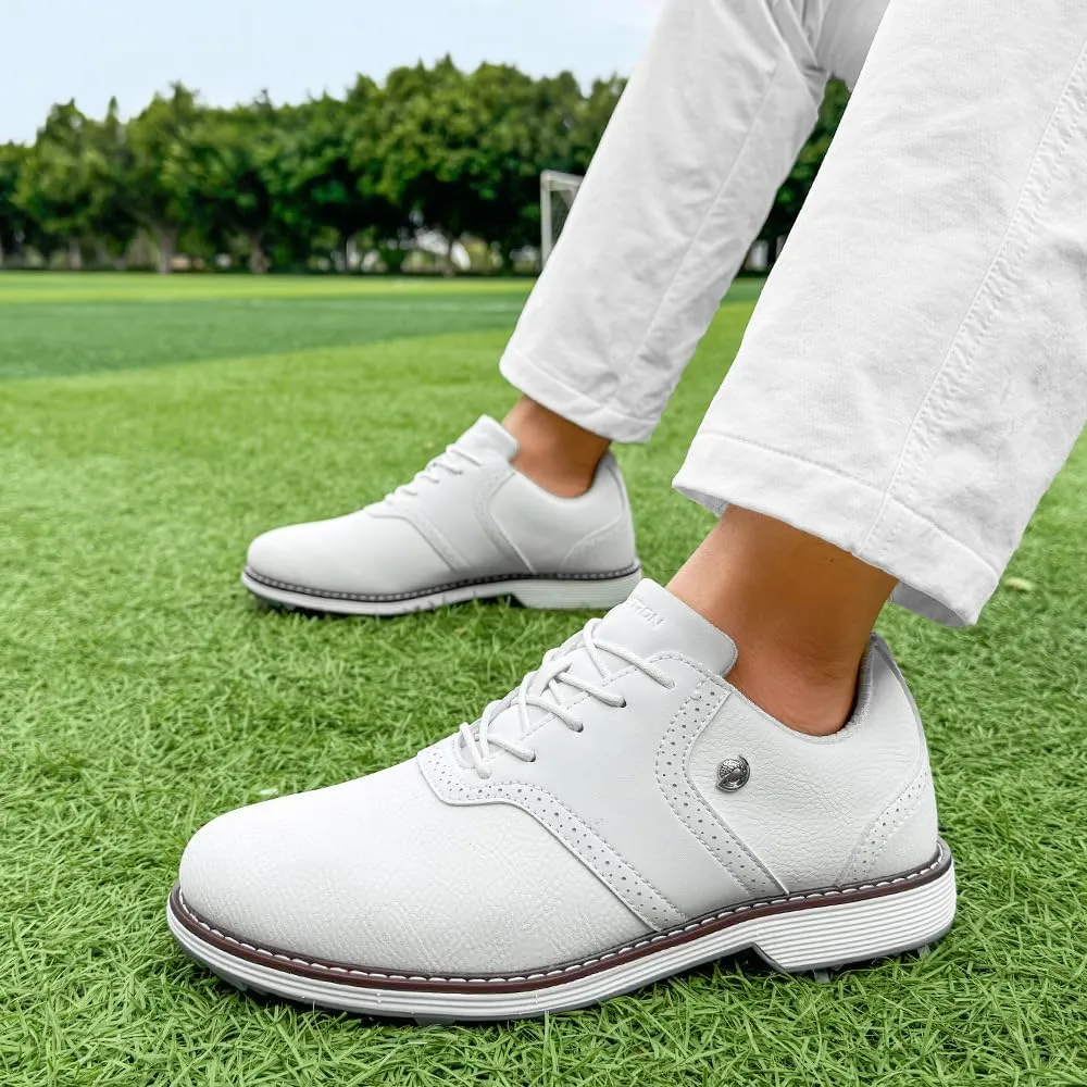 Men's Golf Shoes 9 Spiked & Waterproof  Lightweight Anti-Slip Design, Breathable Brogue Style for Training/Course  Comfortable Walking & Swing Support