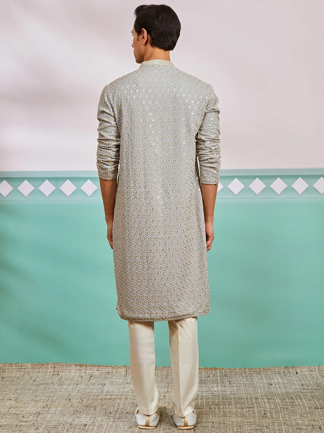 Men's Grey Rayon Kurta & Pyjama Set