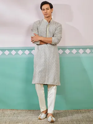 Men's Grey Rayon Kurta & Pyjama Set