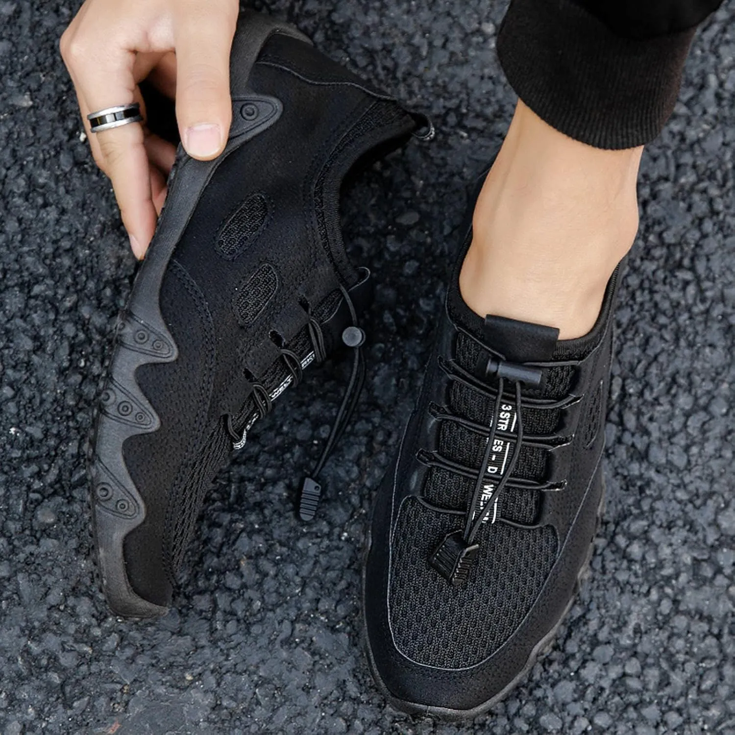 Men's Lightweight Non Slip Barefoot Shoes Business Mesh Breathable Walking Shoe Men's Arch Support Insole Shoes