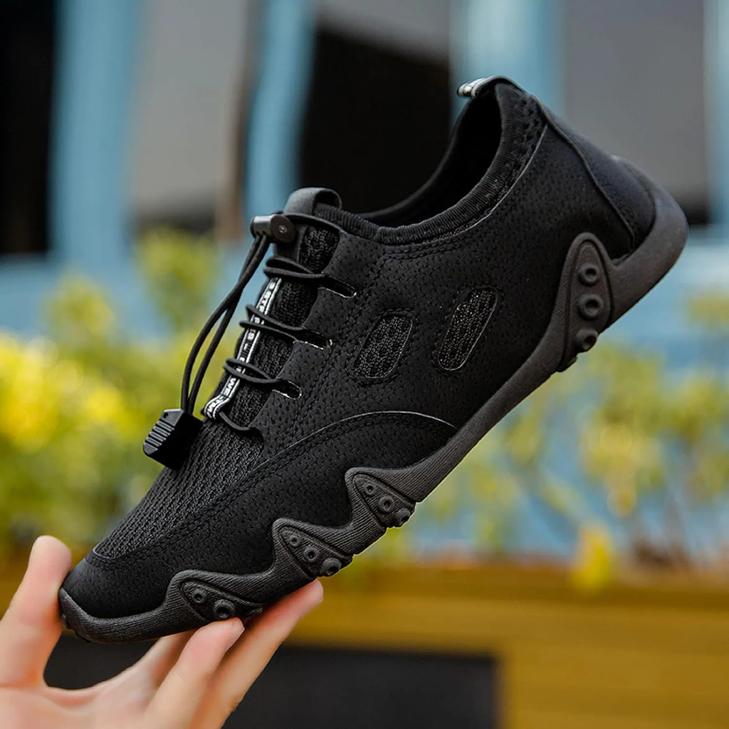 Men's Lightweight Non Slip Barefoot Shoes Business Mesh Breathable Walking Shoe Men's Arch Support Insole Shoes