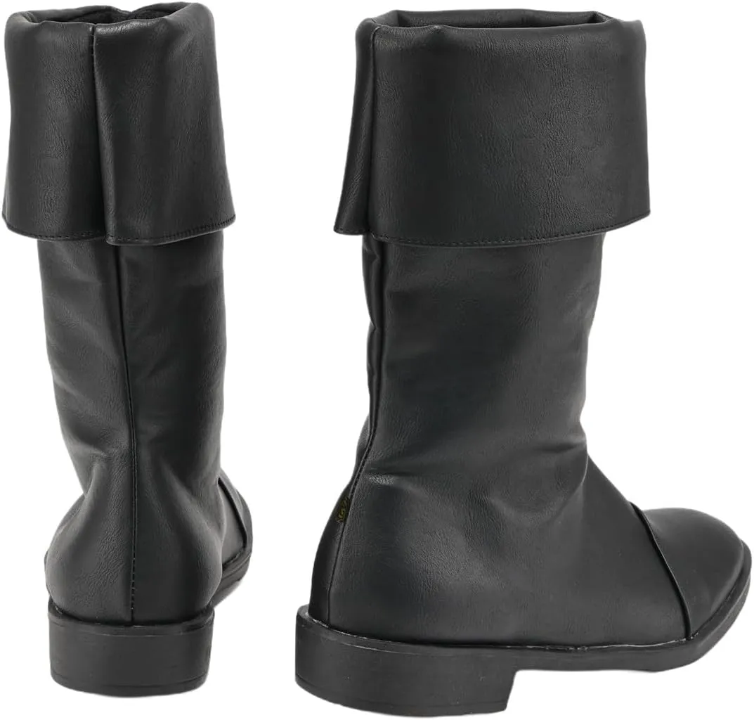Men's Medieval Boot Flat Jazz Boots Renaissance Cosplay Boot Pull On Mid Calf Gothic Halloween Shoes