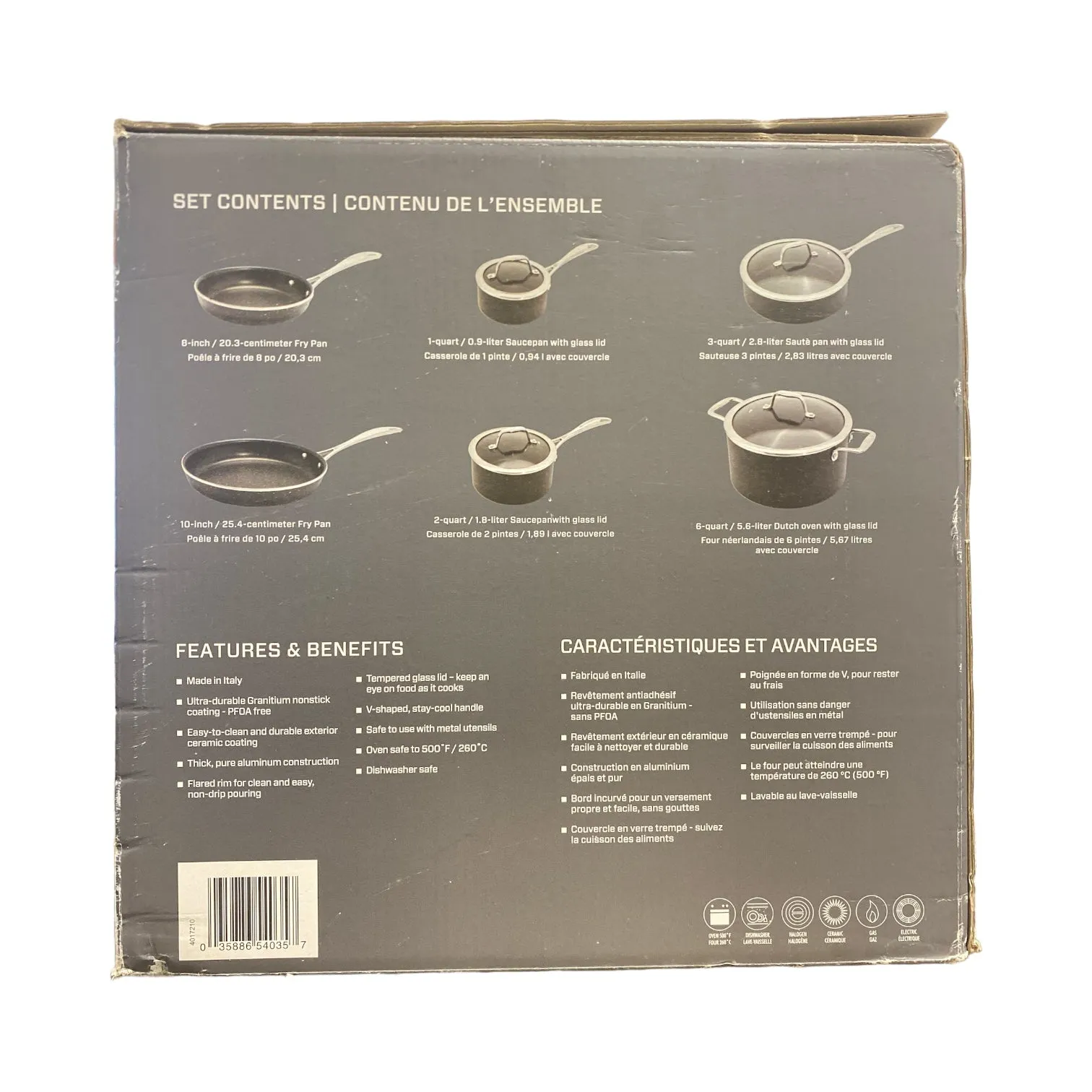 *Missing Saute Pan*Henckels Capri Notte Granitium 10-Piece Nonstick Cookware Set