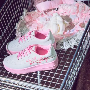 Morning Sakura Platform Trainers - White