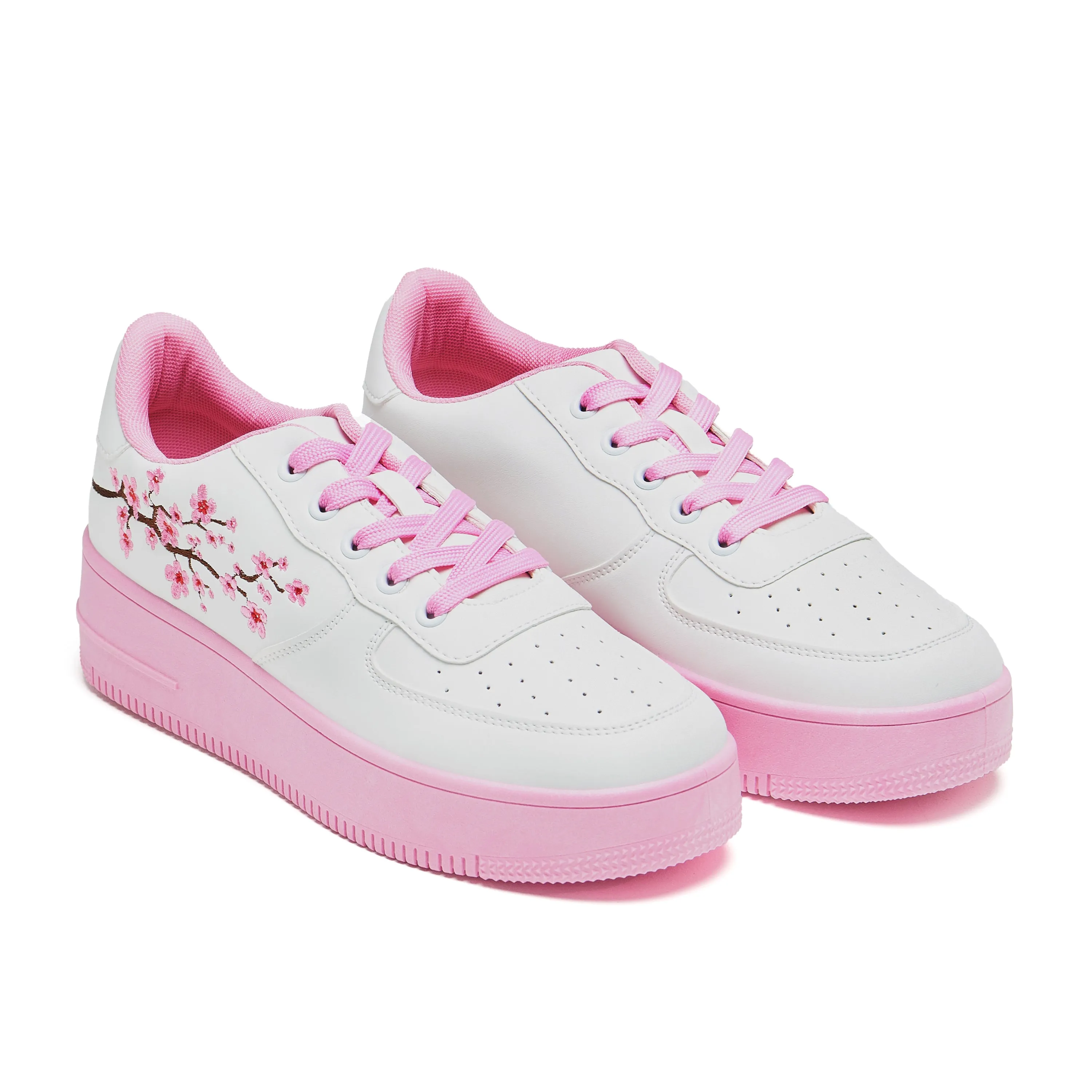 Morning Sakura Platform Trainers - White