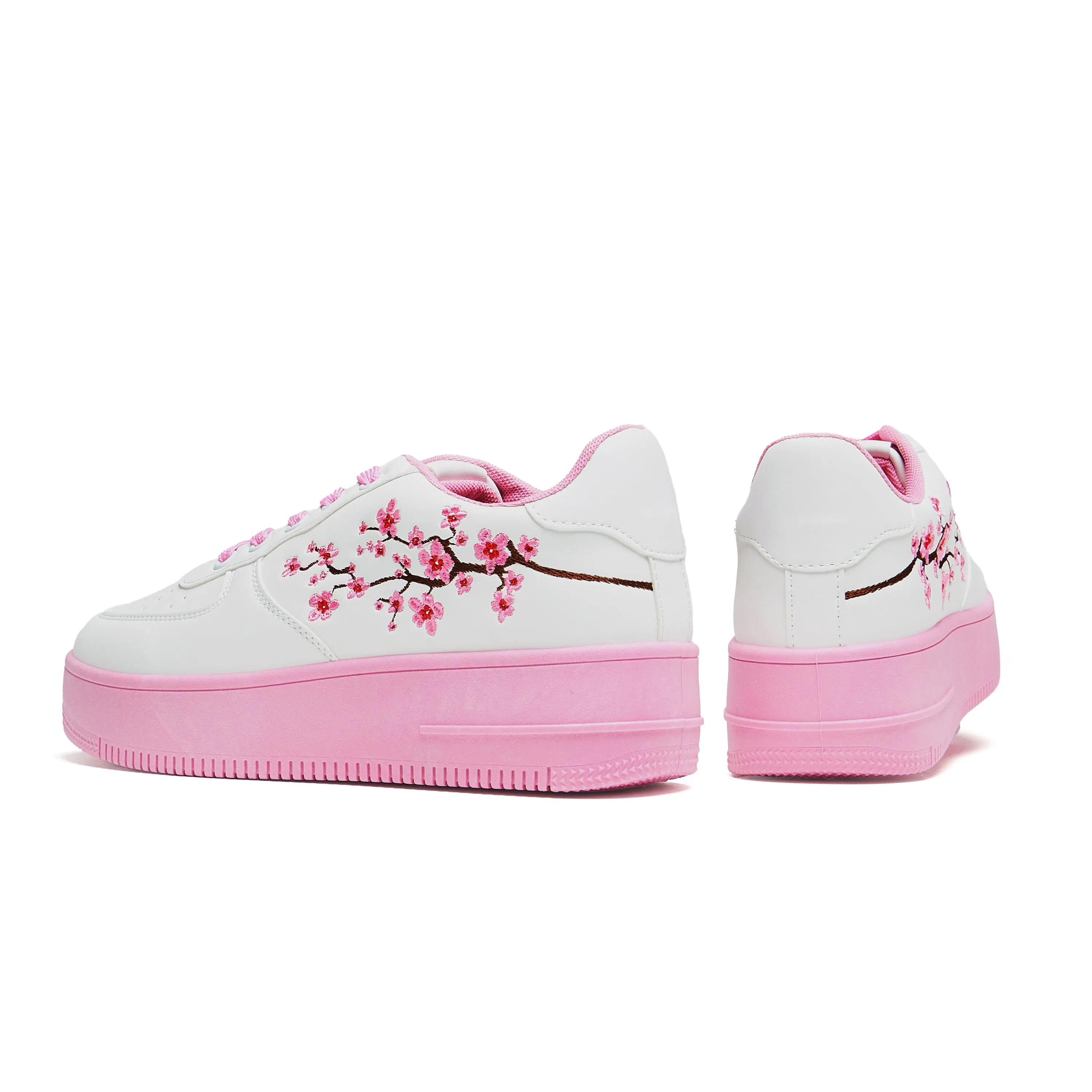 Morning Sakura Platform Trainers - White