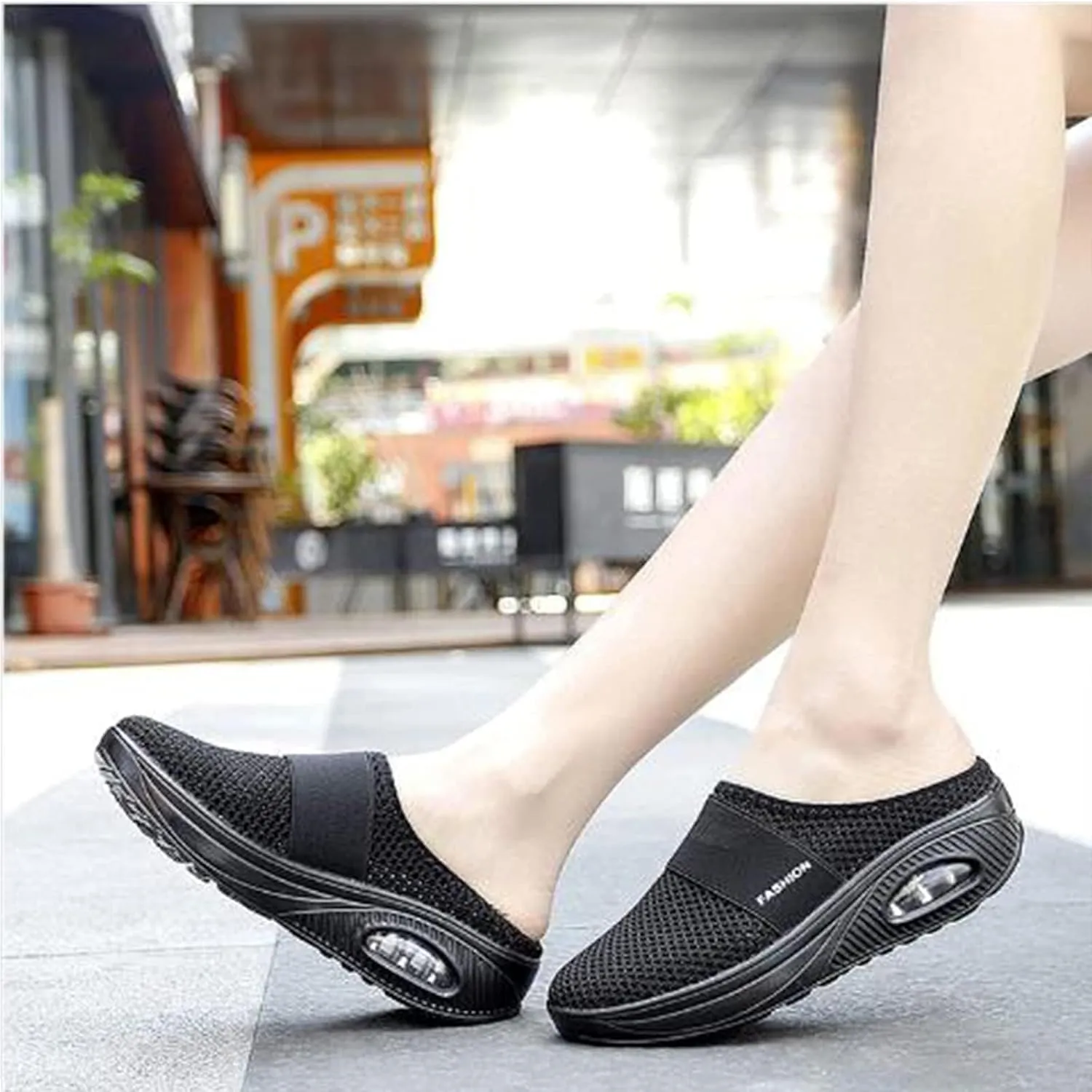 Mules for Women 2025 Summer Slip On Closed Toe Shoes Wide Width Clogs Mesh Slippers Air Cushion Orthopedic Diabetic Walking Shoes Backless Breathable Sneakers with Arch-Support Beach Sandals