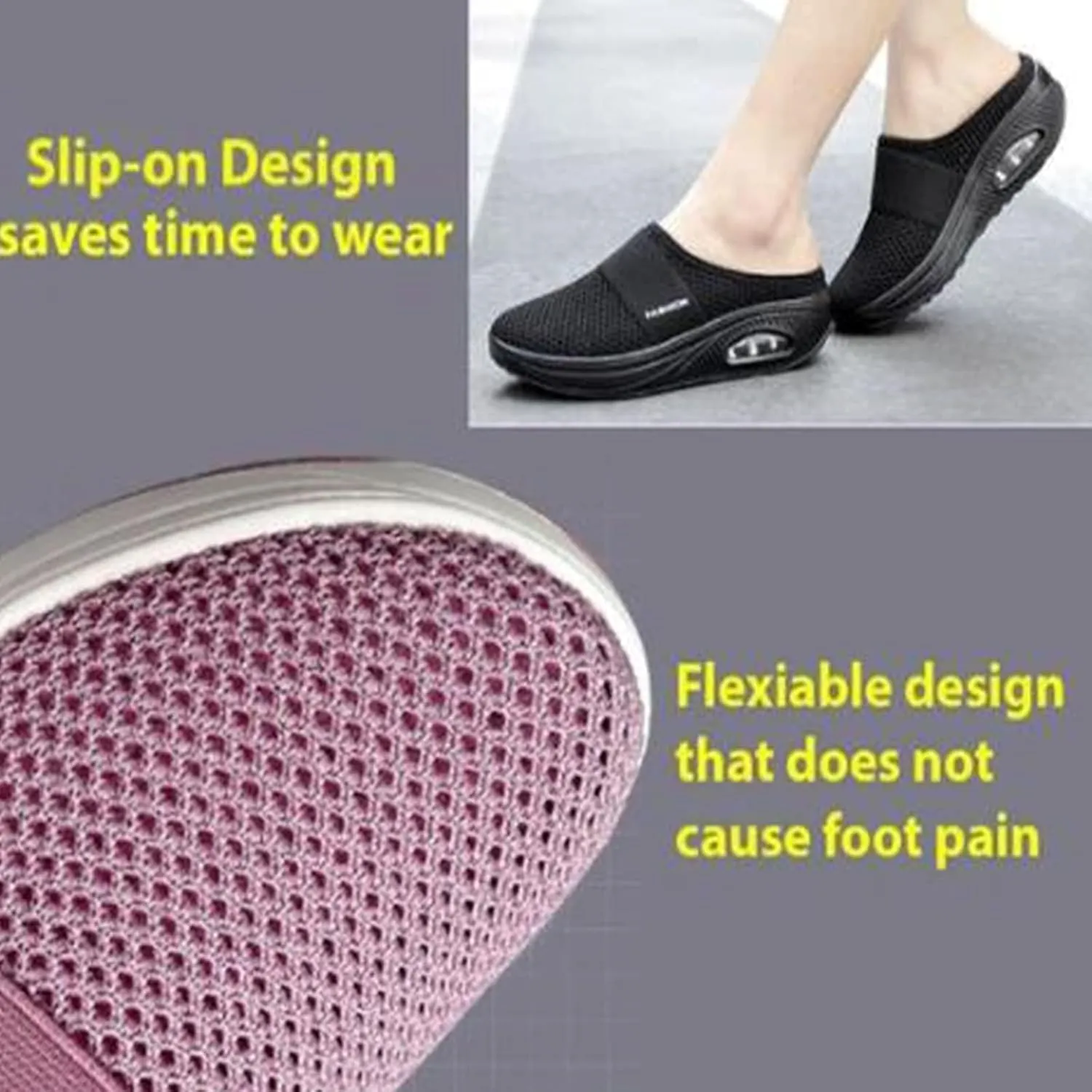 Mules for Women 2025 Summer Slip On Closed Toe Shoes Wide Width Clogs Mesh Slippers Air Cushion Orthopedic Diabetic Walking Shoes Backless Breathable Sneakers with Arch-Support Beach Sandals