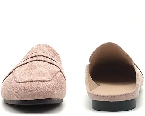Mules for Women Shoes Slip on Flats Backless Penny Loafers Closed Toe Mule Slides