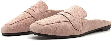 Mules for Women Shoes Slip on Flats Backless Penny Loafers Closed Toe Mule Slides