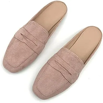 Mules for Women Shoes Slip on Flats Backless Penny Loafers Closed Toe Mule Slides