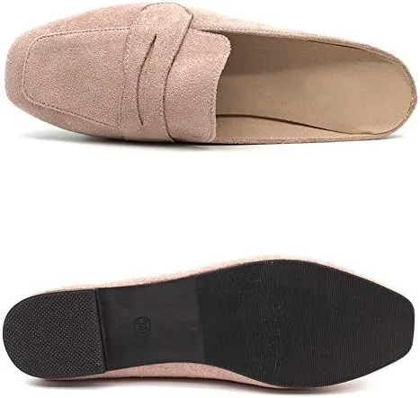 Mules for Women Shoes Slip on Flats Backless Penny Loafers Closed Toe Mule Slides