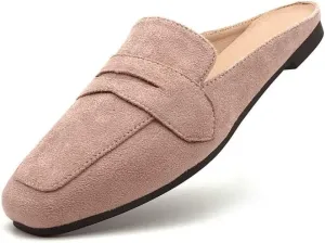 Mules for Women Shoes Slip on Flats Backless Penny Loafers Closed Toe Mule Slides