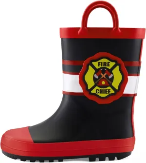 mysoft Kids Rain Boots for Girls Boys Toddler Waterproof Rubber Cute Printed with Easy-On Handles
