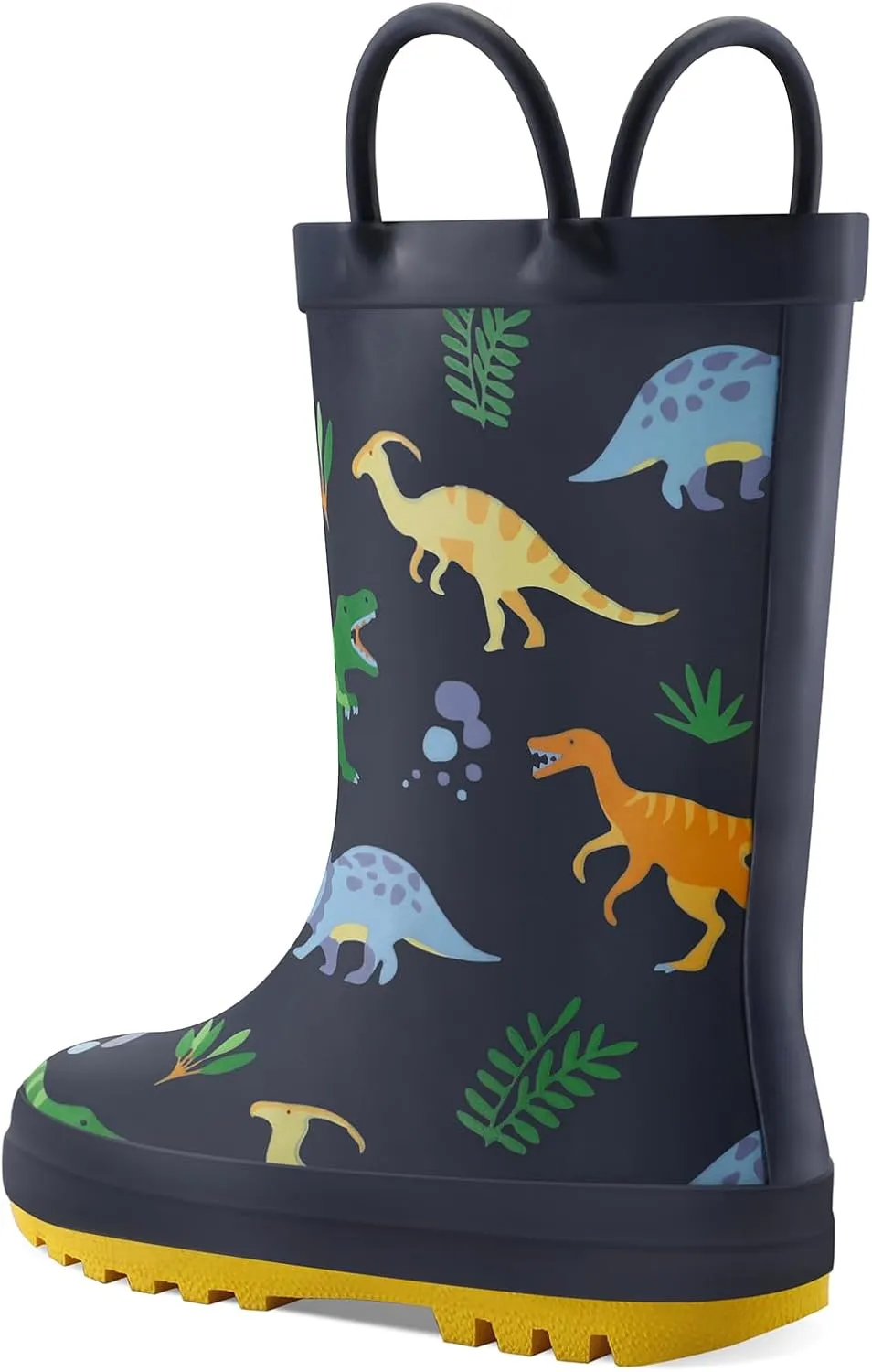 mysoft Kids Rain Boots for Girls Boys Toddler Waterproof Rubber Cute Printed with Easy-On Handles