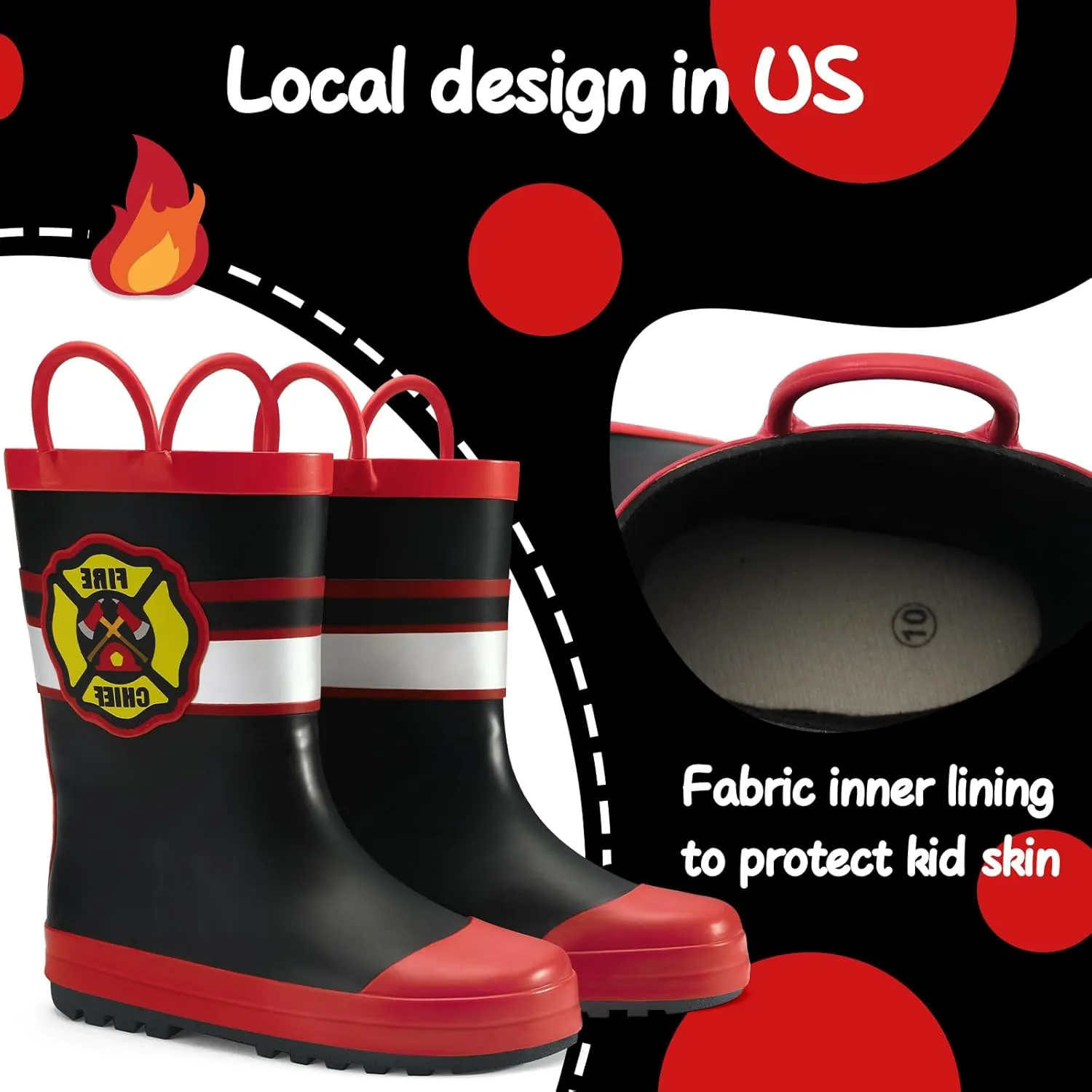 mysoft Kids Rain Boots for Girls Boys Toddler Waterproof Rubber Cute Printed with Easy-On Handles