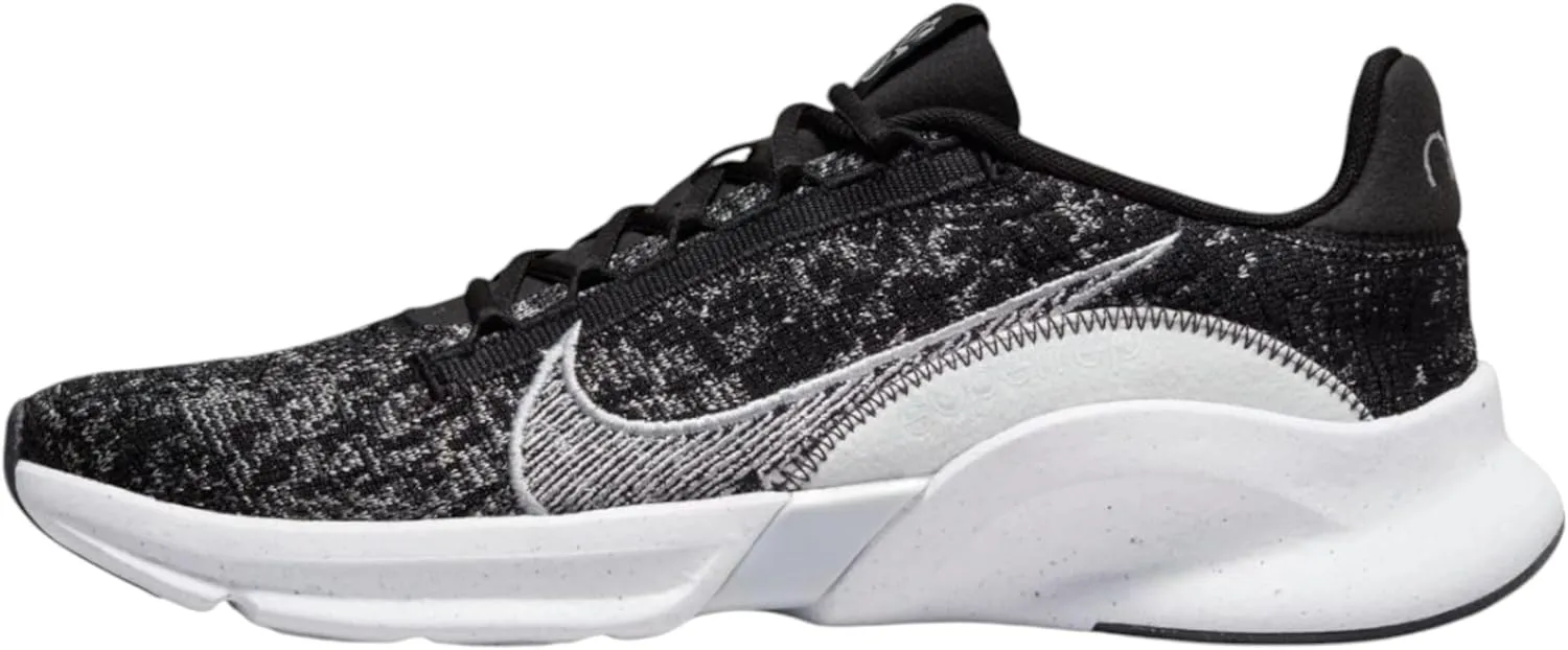 Nike Mens SuperRep Go 3 Flyknit Next Nature Training Shoe Black/White Size 10.5