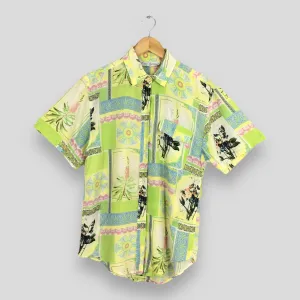 Novelty Baroque Psychedelic Pattern Silk Shirt Small
