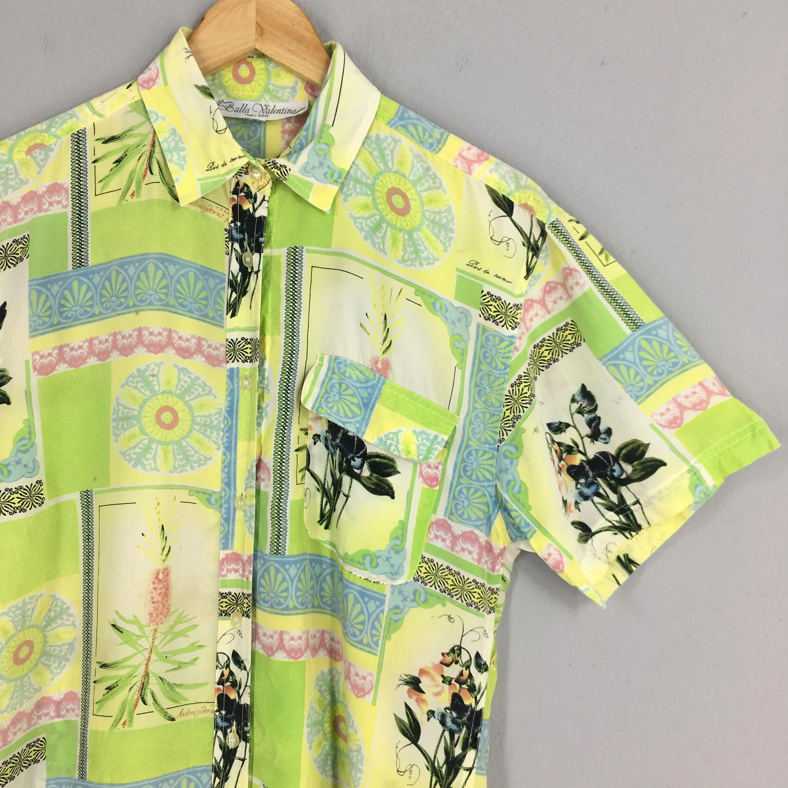Novelty Baroque Psychedelic Pattern Silk Shirt Small