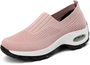 Optigard Women's Mesh Slip On Walking Sneakers with Arch Support Air Cushion Athletic Shoes Casual Comfortable Work Nursing Platform Loafers