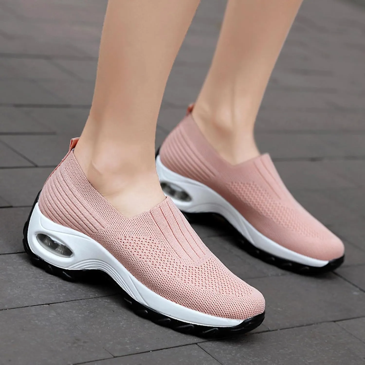 Optigard Women's Mesh Slip On Walking Sneakers with Arch Support Air Cushion Athletic Shoes Casual Comfortable Work Nursing Platform Loafers