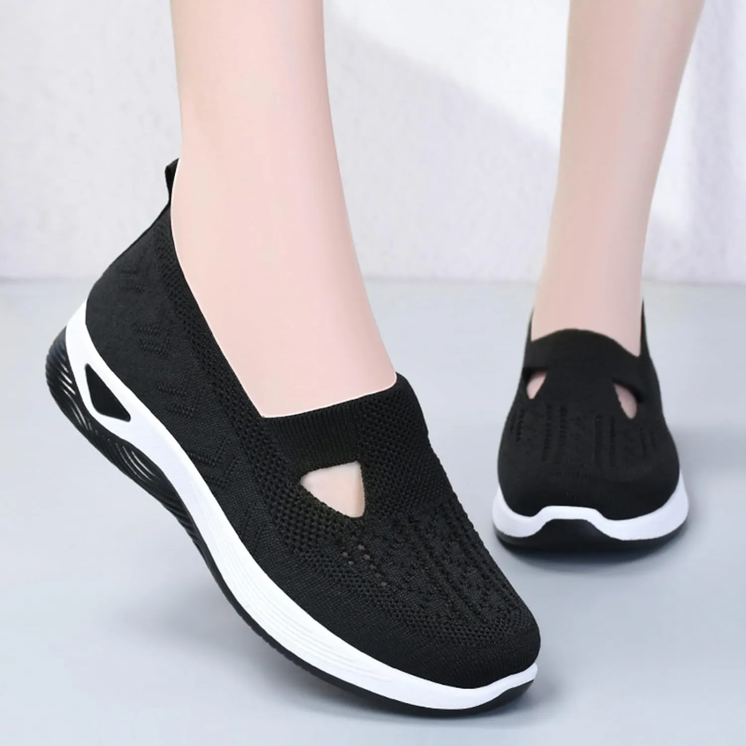 Orthopedic Shoes for Women Mesh Walking Shoes Breathable Non-Slip Slip On Loafers Lightweight Memory Foam Flat Sneakers