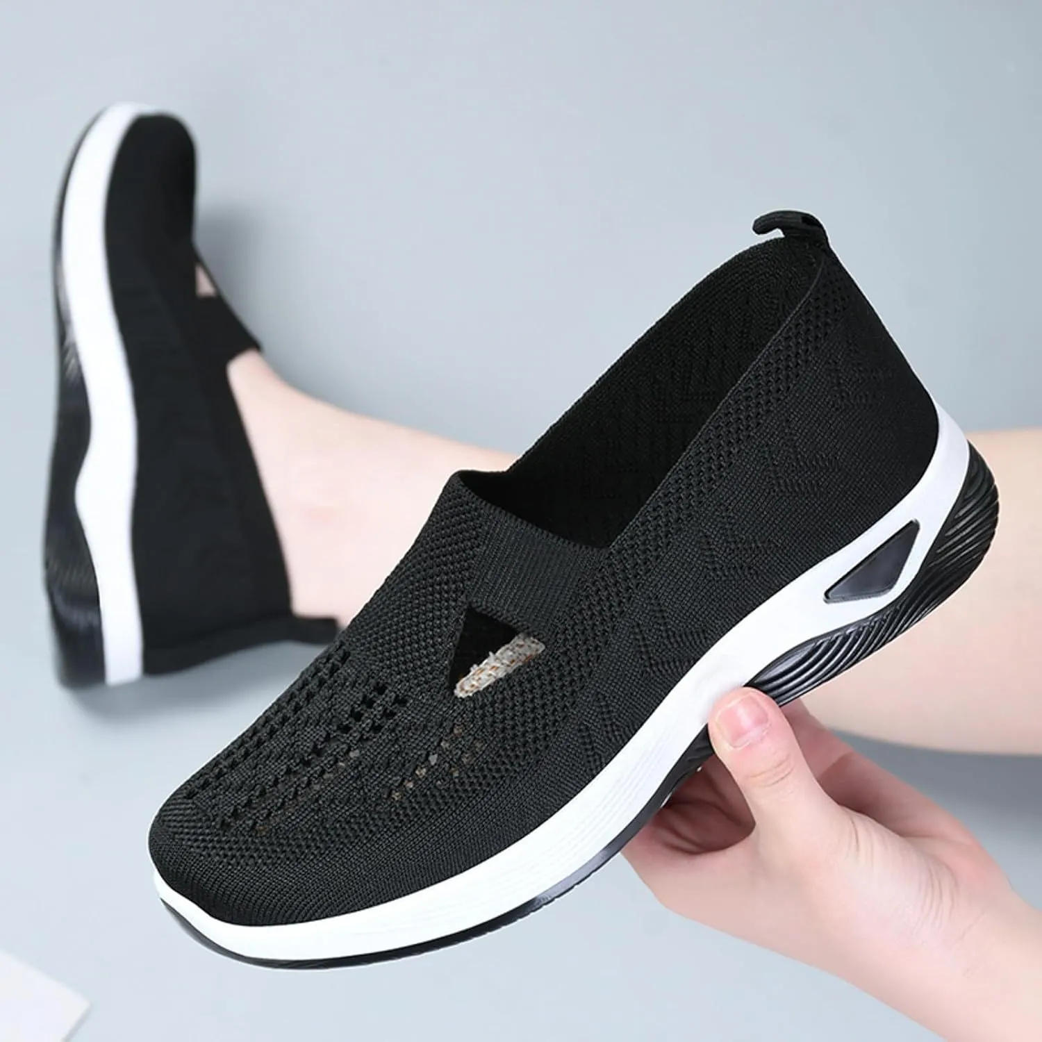 Orthopedic Shoes for Women Mesh Walking Shoes Breathable Non-Slip Slip On Loafers Lightweight Memory Foam Flat Sneakers