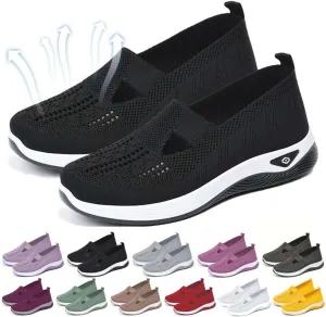 Orthopedic Shoes for Women Mesh Walking Shoes Breathable Non-Slip Slip On Loafers Lightweight Memory Foam Flat Sneakers