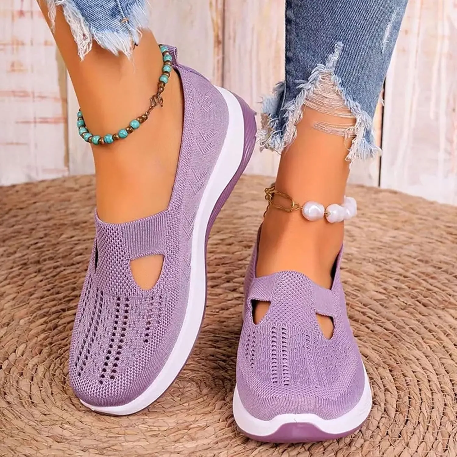 Orthopedic Shoes for Women Walking Shoes 2024 New Wove Breathable Soft Orthopedic Diabetic Comfortable Slip-On Sneakers