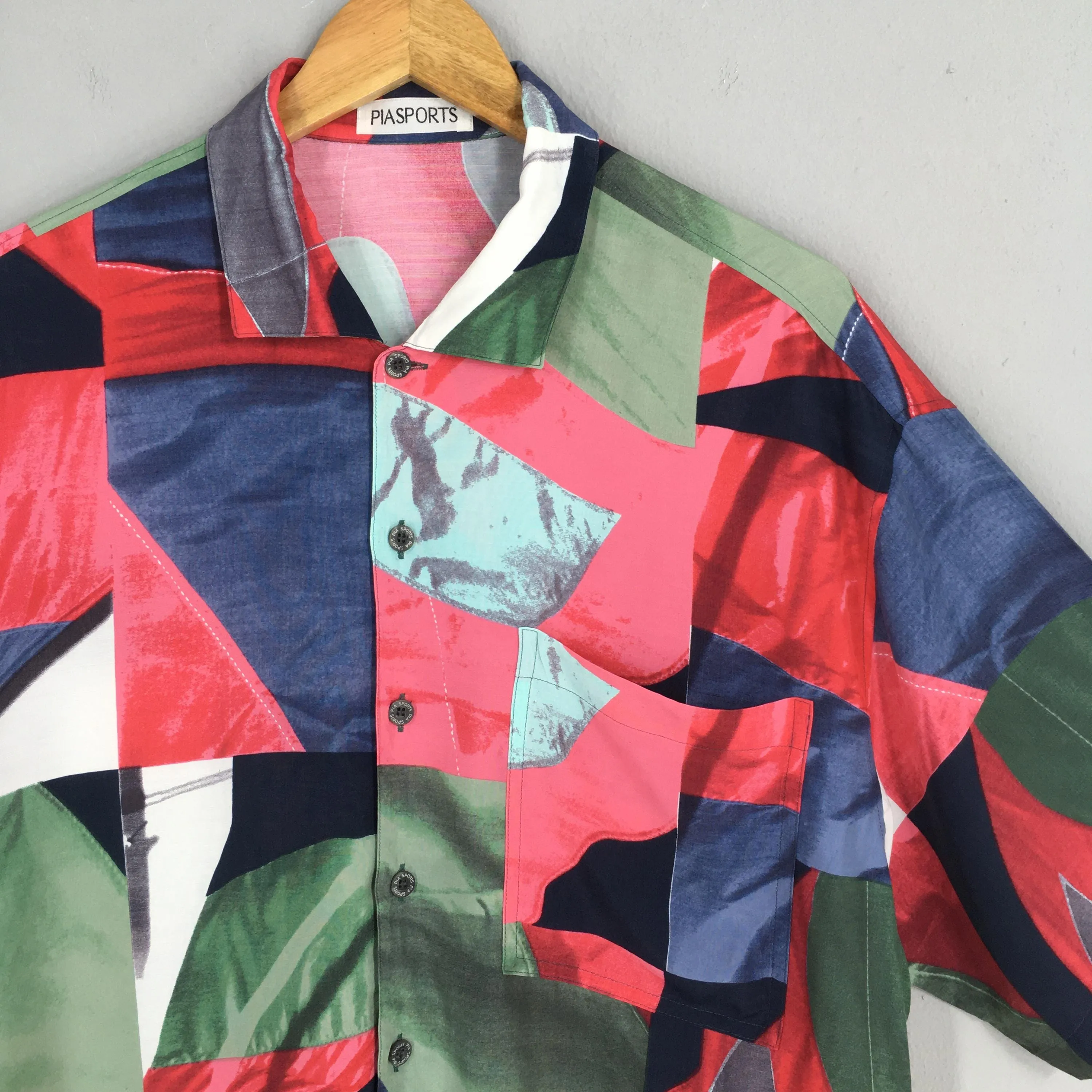 Pia Sports Funky Multicolor Abstract Pattern Rayon Shirt Large