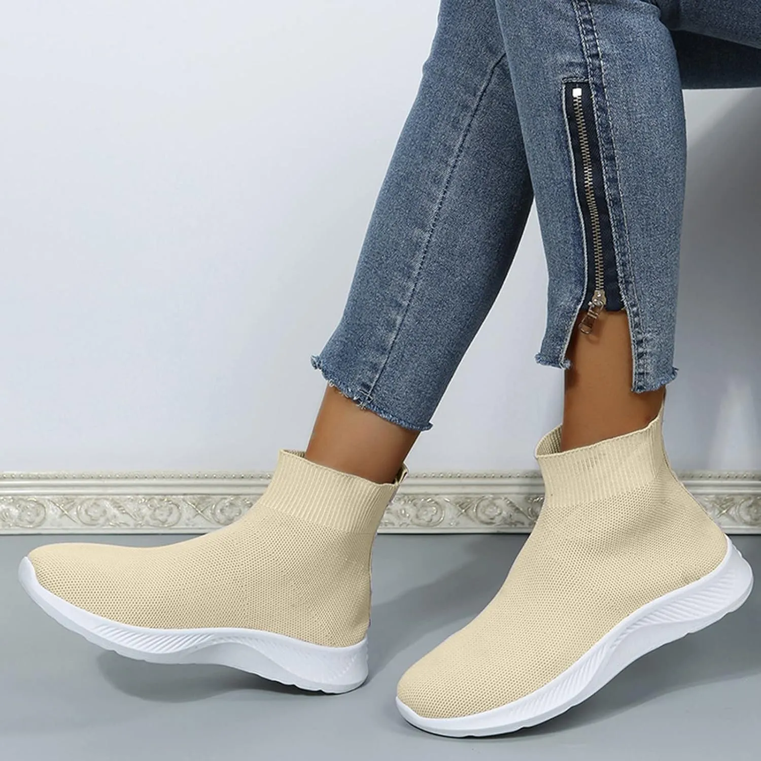 Platform Sneakers for Women Fashion Tan Women's Hiking Shoes Arch Support Womens Slip On Shoes with Arch Support Business Casual Wedge Sneakers for Women 2023 Athletic Shoes Women Wide Toe Box