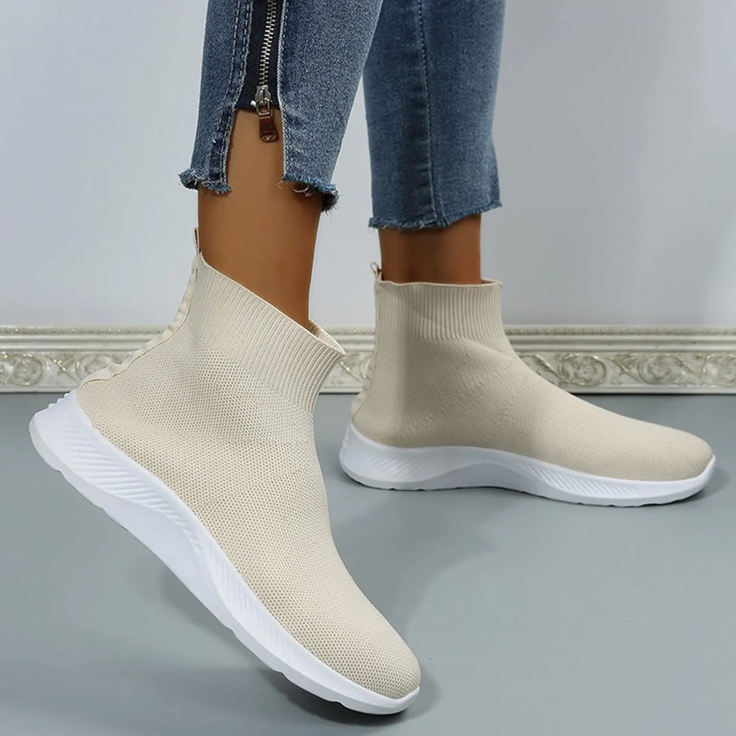 Platform Sneakers for Women Fashion Tan Women's Hiking Shoes Arch Support Womens Slip On Shoes with Arch Support Business Casual Wedge Sneakers for Women 2023 Athletic Shoes Women Wide Toe Box