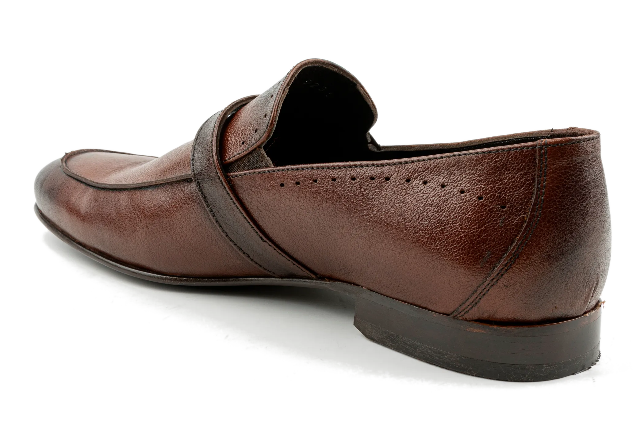 Premium Top Grain Calfskin Leather Loafers for Men Slip On Loafers, Brown Leather Loafers,  Buckled Leather Loafers , Apron Toe  Jem by Debbano