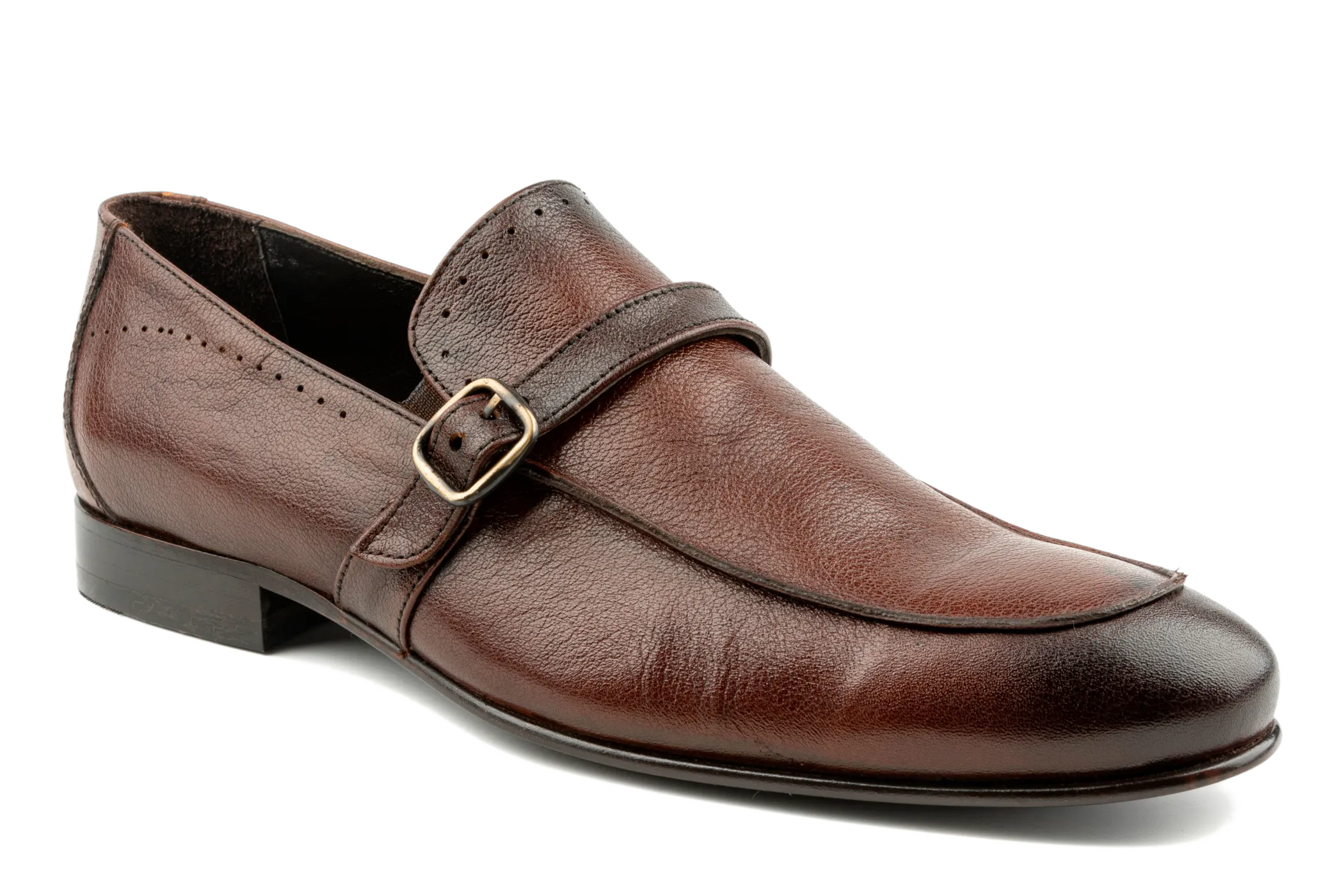 Premium Top Grain Calfskin Leather Loafers for Men Slip On Loafers, Brown Leather Loafers,  Buckled Leather Loafers , Apron Toe  Jem by Debbano